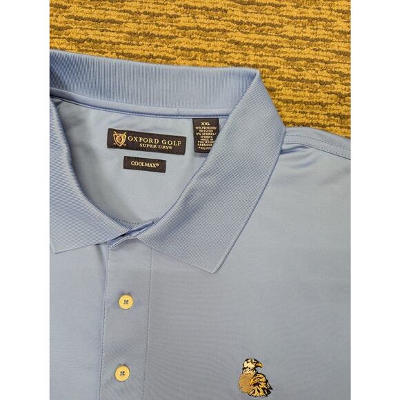 Oxford Twin Eagles Golf Super Dry 2XL Coolmax Polo Shirt Blue Spandex Size XXL - Picture 10 of 10